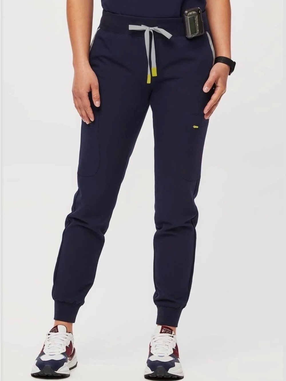 FIGS Zamora Jogger Scrub Pants Navy Blue Size XLP XL Petite Reflective Stripes